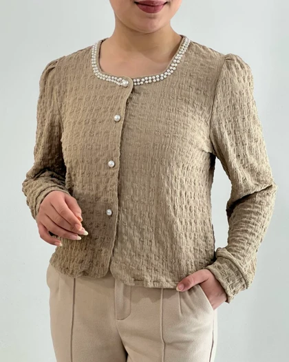 شومیز ژاکاردکش مرواریددوزی کد 4619