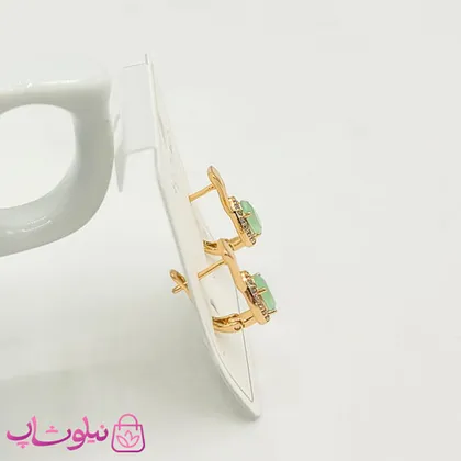 گوشواره ژوپینگ نگین‌دار با سواروسکی سبز