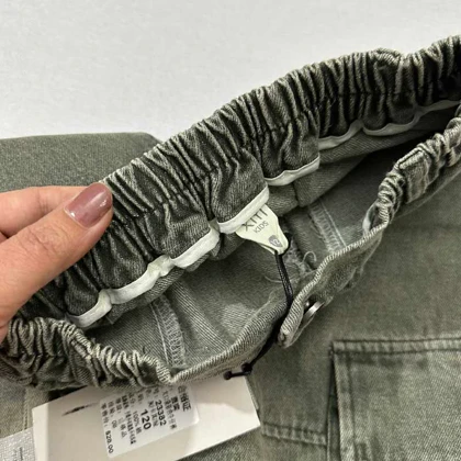 شلوار کارگو جین بچه گانه سنگشورشده 6 جیب اورجینال