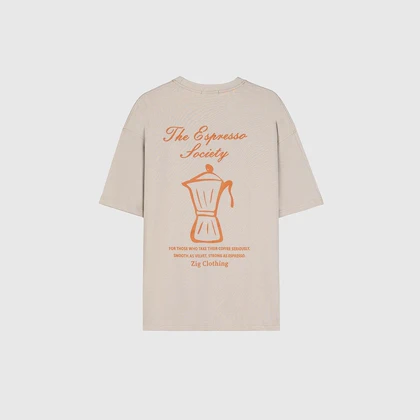 تیشرت مردانه کرم خاکی زیگ zig مدل Espresso Society
