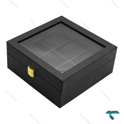جعبه ساعت مچی 6 تایی چرمی مشکی Watches-Box-6-7814-U