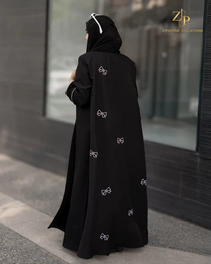مانتو عبایی کتان لمه گلدوزی شده پئونی