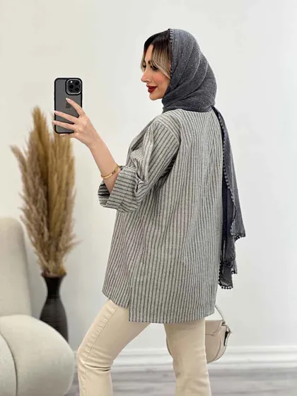مانتو یقه چاک آستین پاکتی