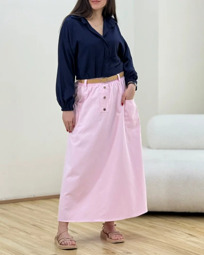 دامن کتان دوجیب