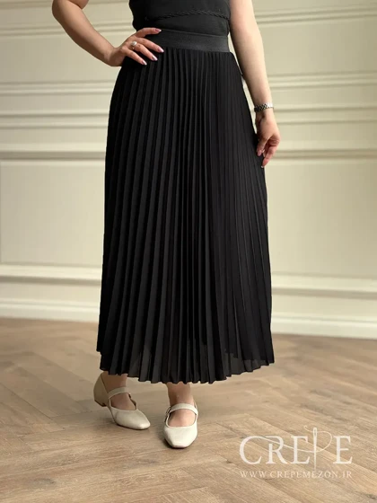 دامن پلیسه کرپ حریر قد 96