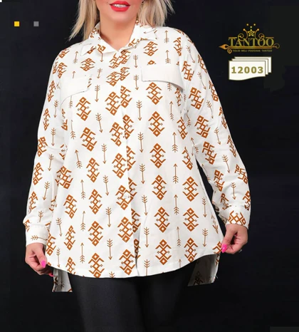 شومیز مانتویی زنانه سایز بزرگ کد 12003