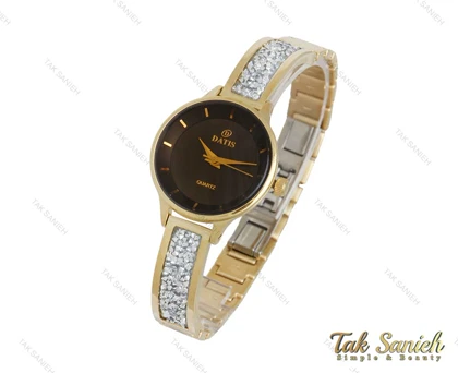 ساعت داتیس زنانه طلایی بند نگین سواروسکی Datis-3753-L