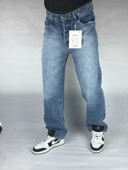 شلوار نیم بگ مردانه آبی تیره ساده 80