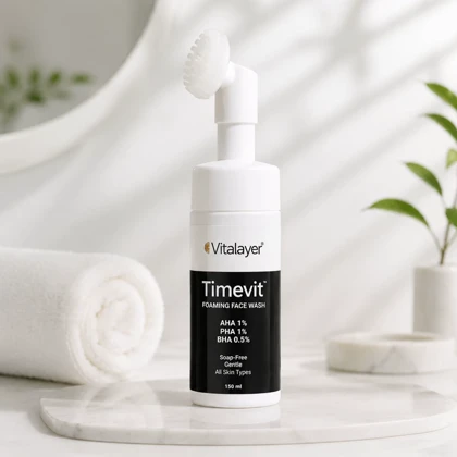 فوم شستشو صورت ویتالیر مدل Timevit مناسب انواع پوست حجم 150ml