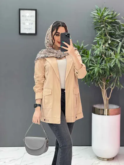 مانتو لینن آستین پاگن دو جیب