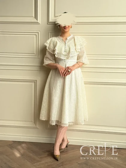 پیراهن تمام دانتل کمربنددار