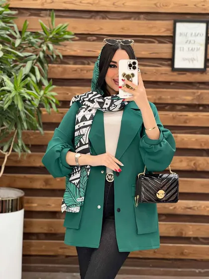 مانتو مازراتی دودکمه آسیتن پفی