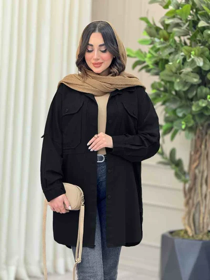 مانتو کتان جیب پیله آیتک