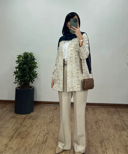 مانتو ژاکارد مغزی دوزی مبینا