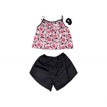 ست نیم‌تنه و شلوارک طرح ماتیک 099