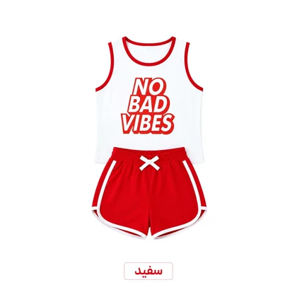 ست کراپ شورتک مدل NO BAD VIBES فری سایز کد 295449