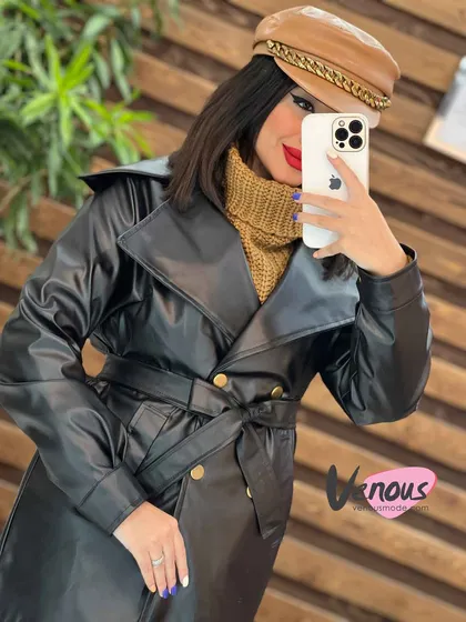 پالتو چرم چهاردکمه