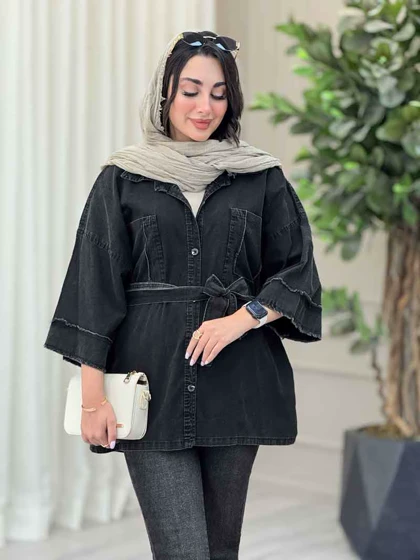 مانتو دو جیب ریش دار پروین