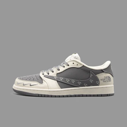 نایکی جردن 1 ترویس اسکات نورث فیس طوسی ساق کوتاه Nike Air Jordan 1 Low OG Travis Scott North Face