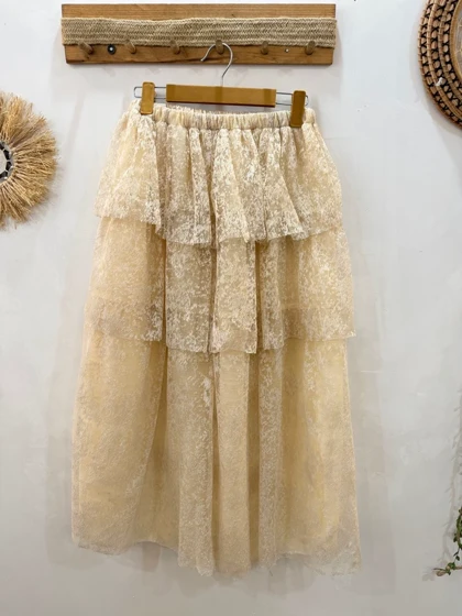 دامن طبقه‌ای گیپور زنانه کد 4030209