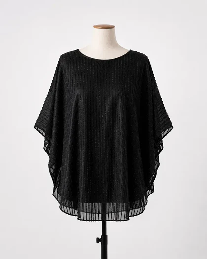 شومیز پانچ زنانه مشکی فری‌سایز Women's Black Lurex Batwing Blouse