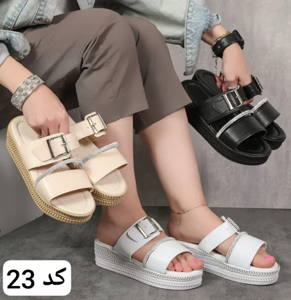 صندل زنانه گندمی لژدار کد 23 در سه رنگ