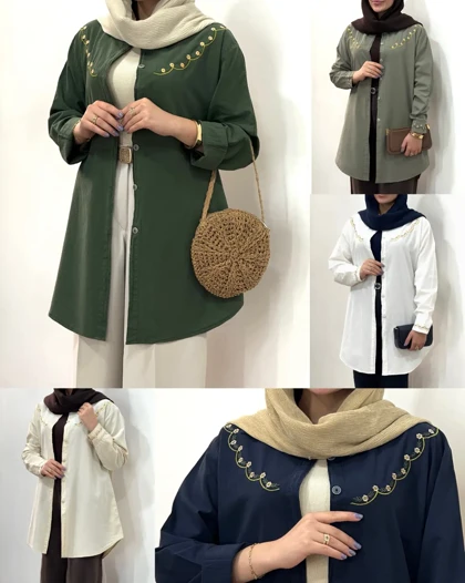 مانتو لینن گلدوزی دلسا