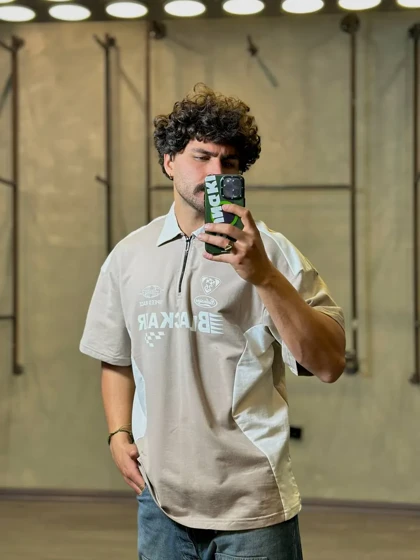 تیشرت یقه دار نیم زیپ blackair