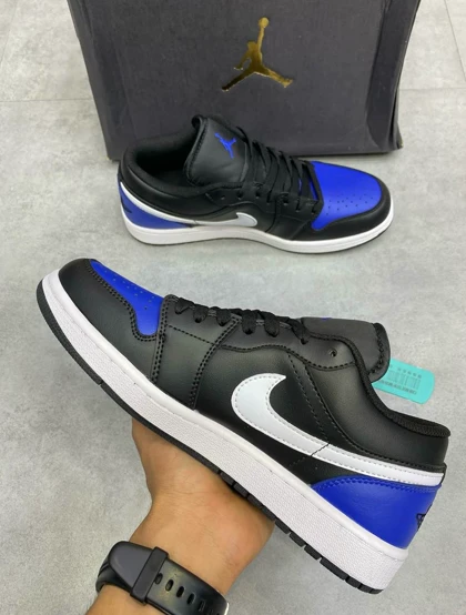 کتانی ویتنامی نایکی ایر جردن وان لو بلک رویال Nike Air Jordan 1 Low Black Royal Toe