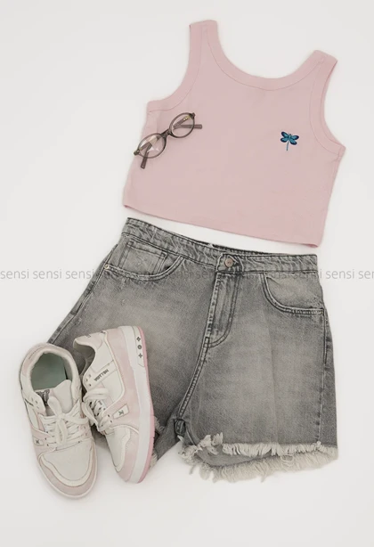 شلوارک جین پایین ریش کد1005732