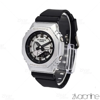 ساعت جی شاک GM-S2100 زنانه قاب استیل صفحه سیلور مشکی 106383