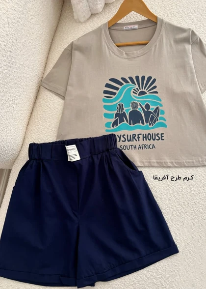 ست تیشرت کراپ و شلوارک زنانه مدل wcs002