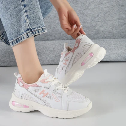 کفش و کتانی زنانه مدل فشیون FASHION رنگ سفید صورتی