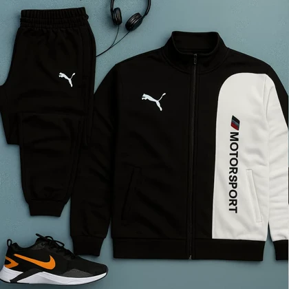 ست سویشرت شلوار مردانه مشکی مدل MotorSport