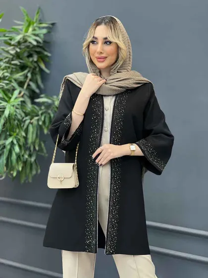مانتو جلو باز نگین‌دار