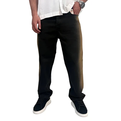 شلوار جین بگ مردانه مشکی قهوه ای مدل دورنگ