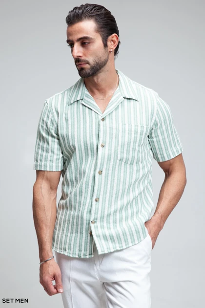 پیراهن مردانه کنفی آستین کوتاه