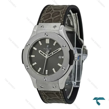 ساعت هابلوت زنانه استیل بند چرم طرح دار طوسی Hublot-7600-L