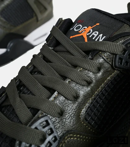 کتانی ساق‌دار زنانه و مردانه سبز زیتونی Nike air jordan 4 مدل 6019