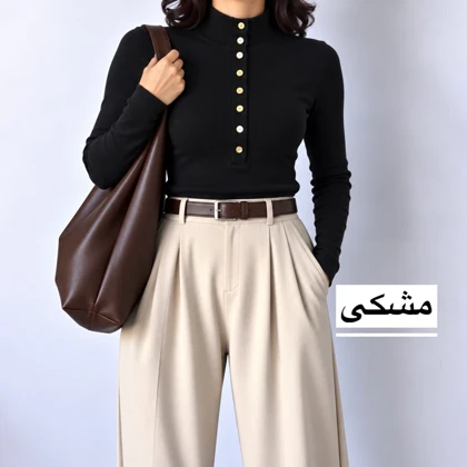 بلوز زنانه یقه ایستاده دکمه‌دار مدل 1708