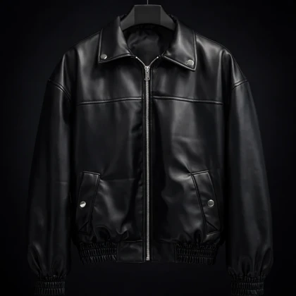 جکت چرم مشکی پایین کش کد 2 * استایل ترند و فوق العاده شیک 2026