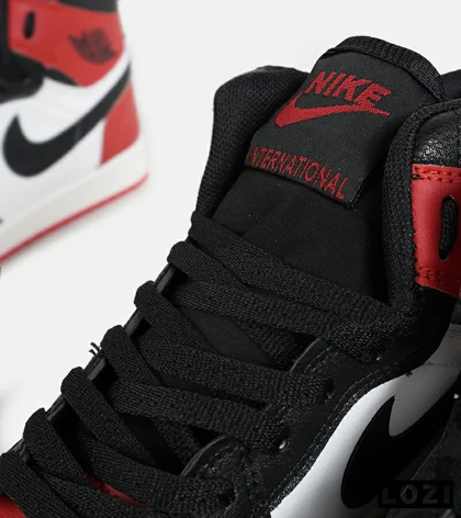 کفش کتانی مردانه و زنانه ساق‌دار مشکی قرمز سفید NIKE jordan 1