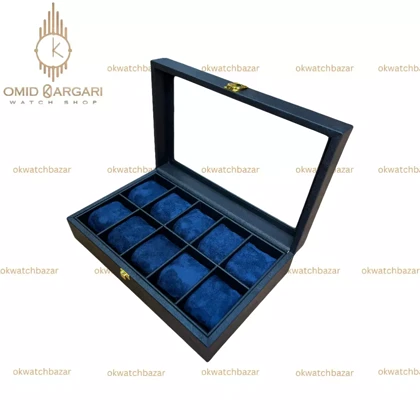 جعبه ده تایی چوبی داخل آبی Watch Box