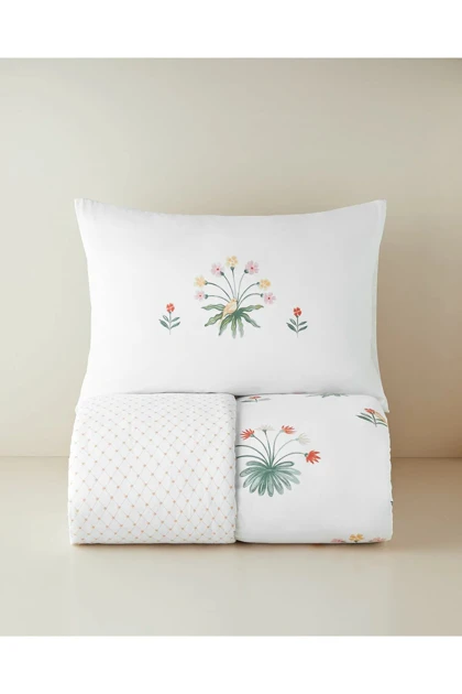 سرویس روتختی یک نفره English Home مدل Garden Melody پنبه‌ای - سبز-زرد