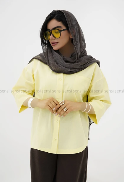 شومیز زنانه لینن تک جیب کد1006399