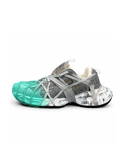 کفش کتانی مردانه مدل بالنسیاگا اسپایدر کاستوم طوسی سبز1 BALENCIAGA SPIDE