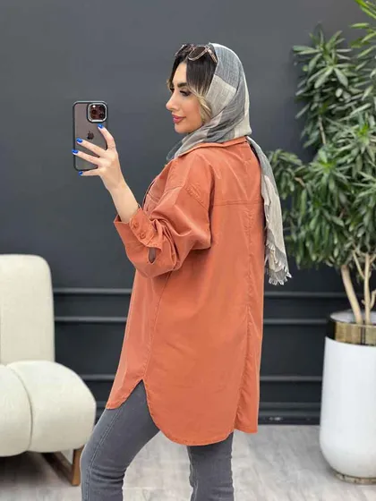 مانتو جین رنگی آستین دو دکمه