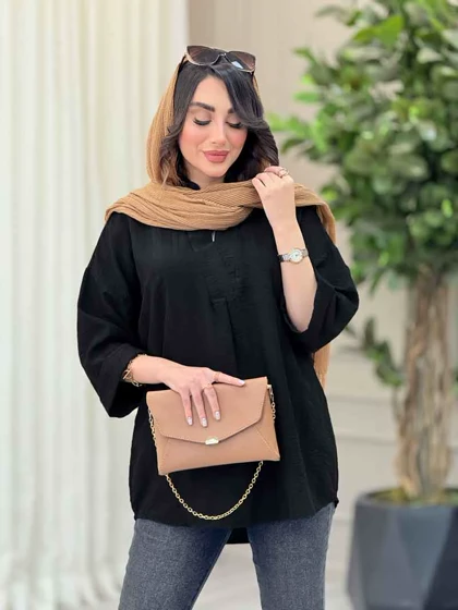 مانتو یقه ایستاده جلو بسته