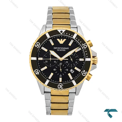 ساعت مردانه امپریوآرمانی Diver دورنگ طلایی Armani-6856-G