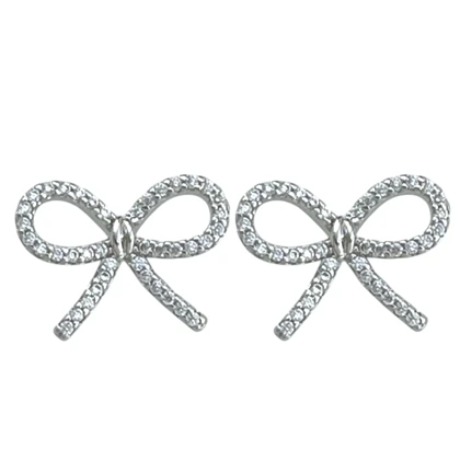 گوشواره زنانه ژوپینگ مدل فیوکو طرح پاپیون نگین‌دار نقره ای